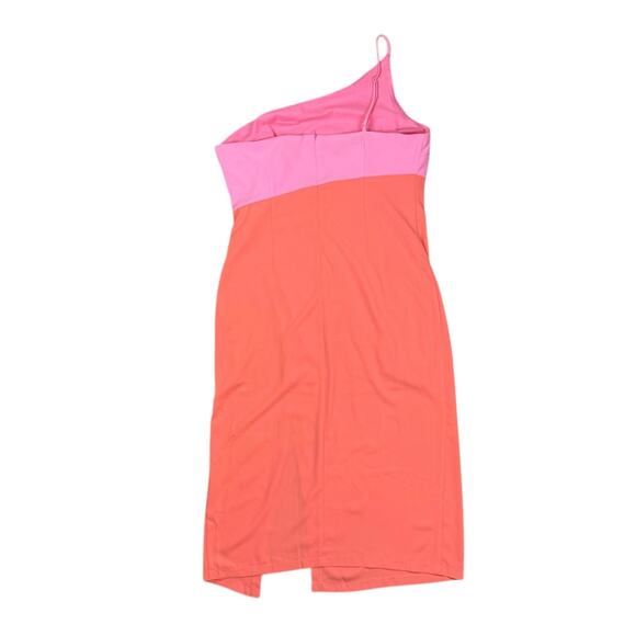 Petal + Pup NWT Xiomar Pink Orange Colorblock One Shoulder Side Slit Midi Dress - Picture 9 of 12